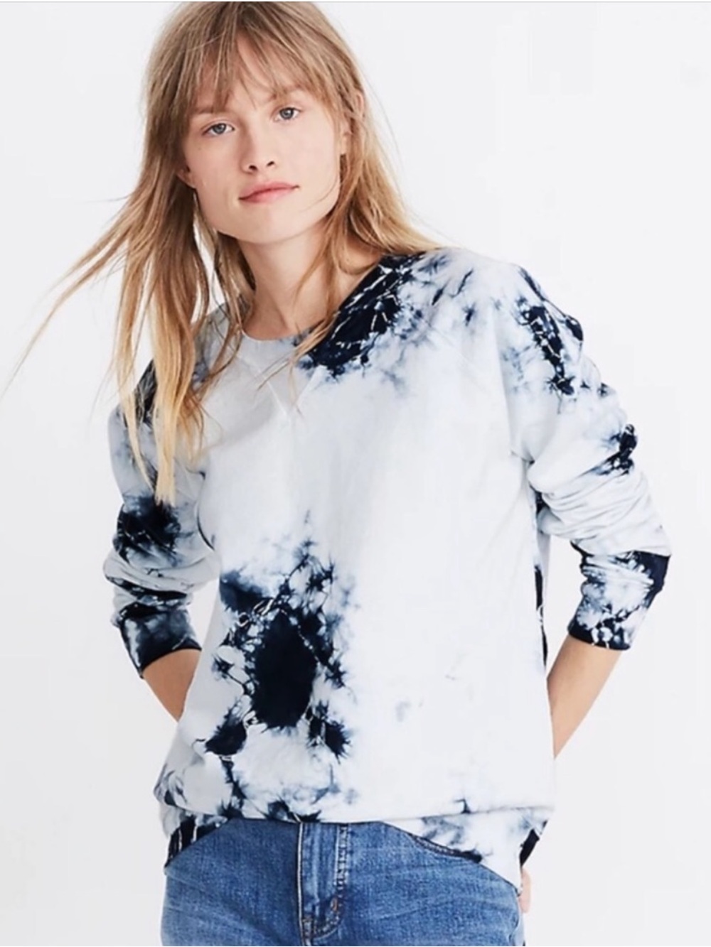 Rivet & Thread White Tie Dye Crew Neck Sweatshirt XXS